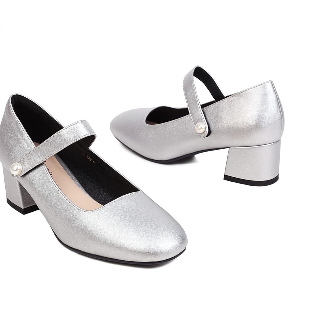 Naiyee Mary Jane Shoes Women Chunky Heel Ankle Strap Dress Shoes -Size 9